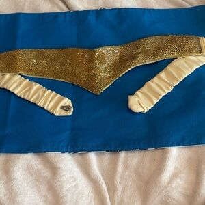 Carolyne Barton Gold Beaded Waist Belt with Cream Band